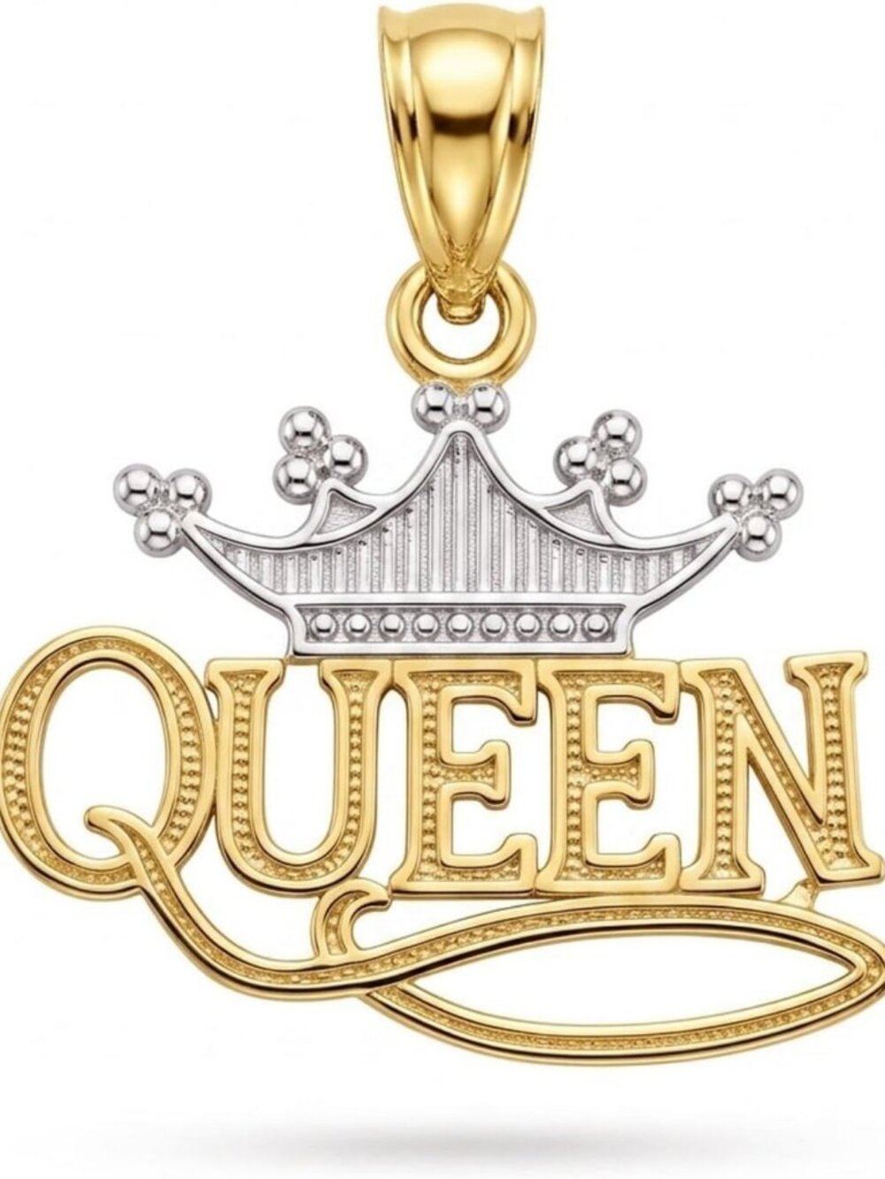 10K Solid Gold Queen Charm - Elegant Jewelry Piece, Perfect Gift for Her